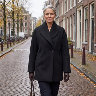 Greta | Eleganter Damenmantel mit breitem Reverskragen