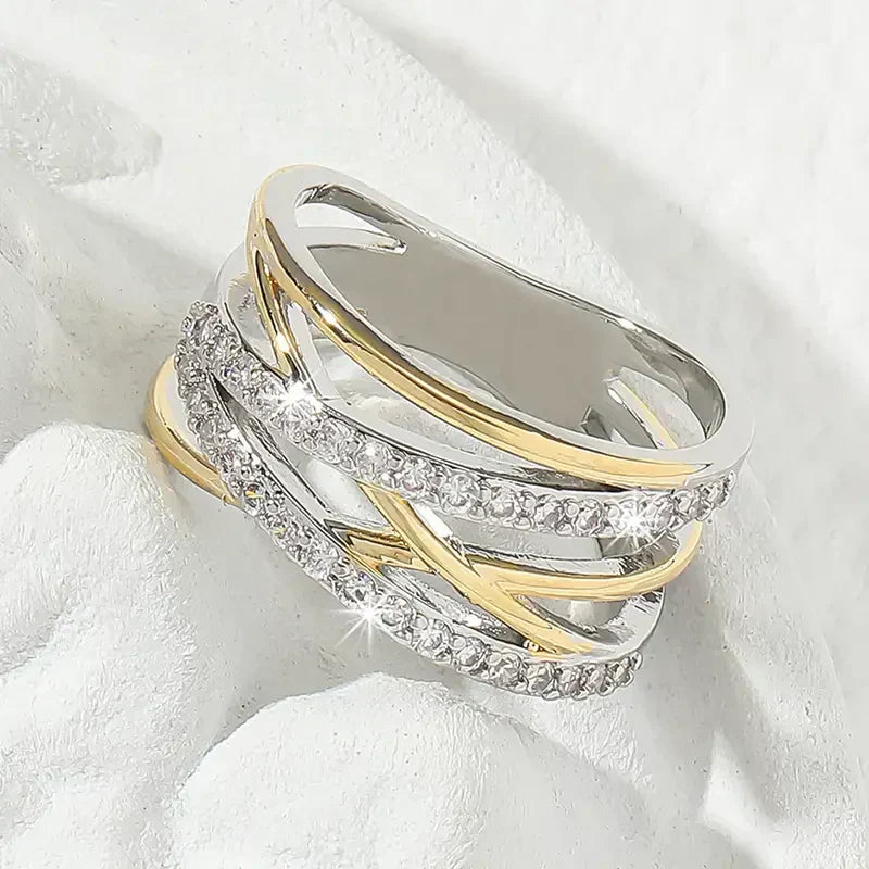 SilberGold Radiance Zirkonia Ring | Gemischtes Gold