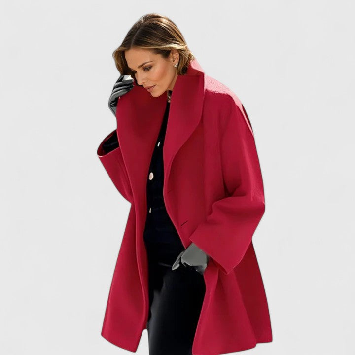 Greta | Eleganter Damenmantel mit breitem Reverskragen