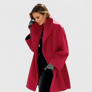 Greta | Eleganter Damenmantel mit breitem Reverskragen