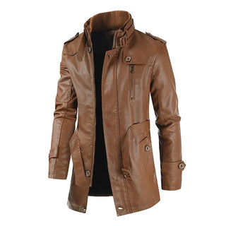 Leopold | Lange Bikerjacke in Lederoptik