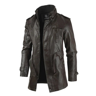 Leopold | Lange Bikerjacke in Lederoptik