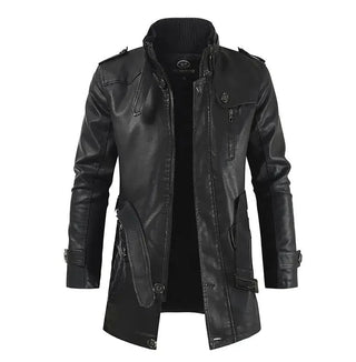 Leopold | Lange Bikerjacke in Lederoptik