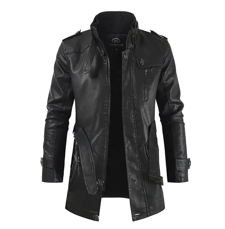 Leopold | Lange Bikerjacke in Lederoptik