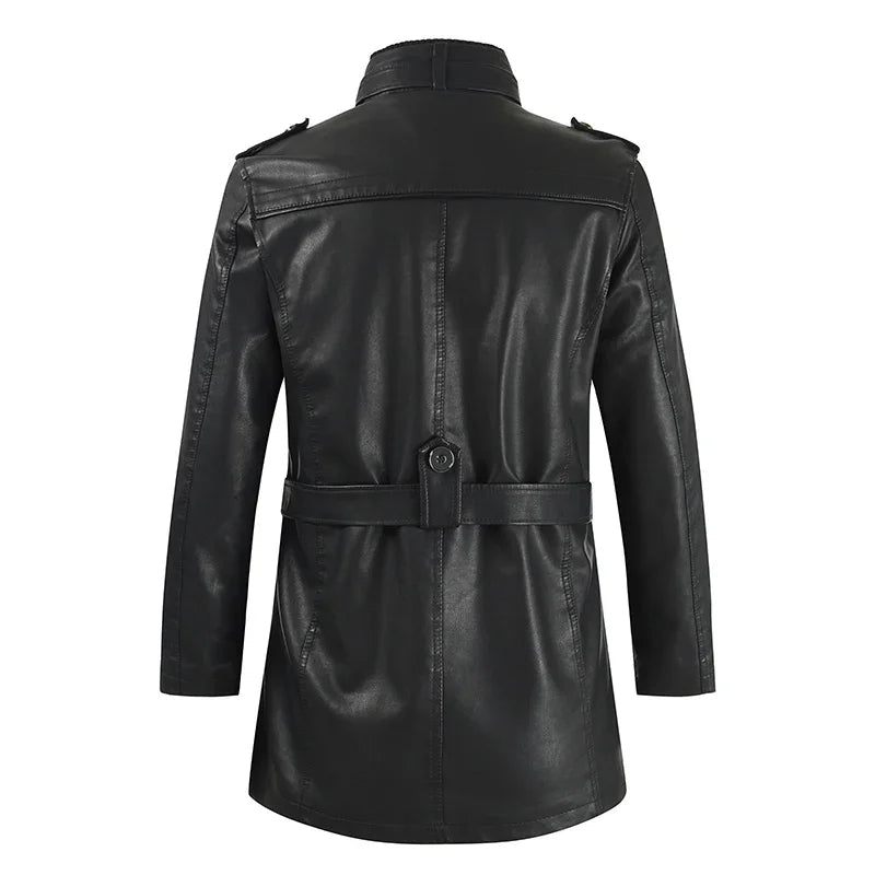 Leopold | Lange Bikerjacke in Lederoptik