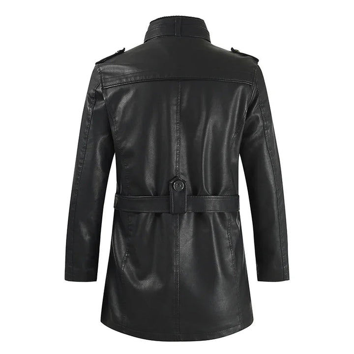 Leopold | Lange Bikerjacke in Lederoptik