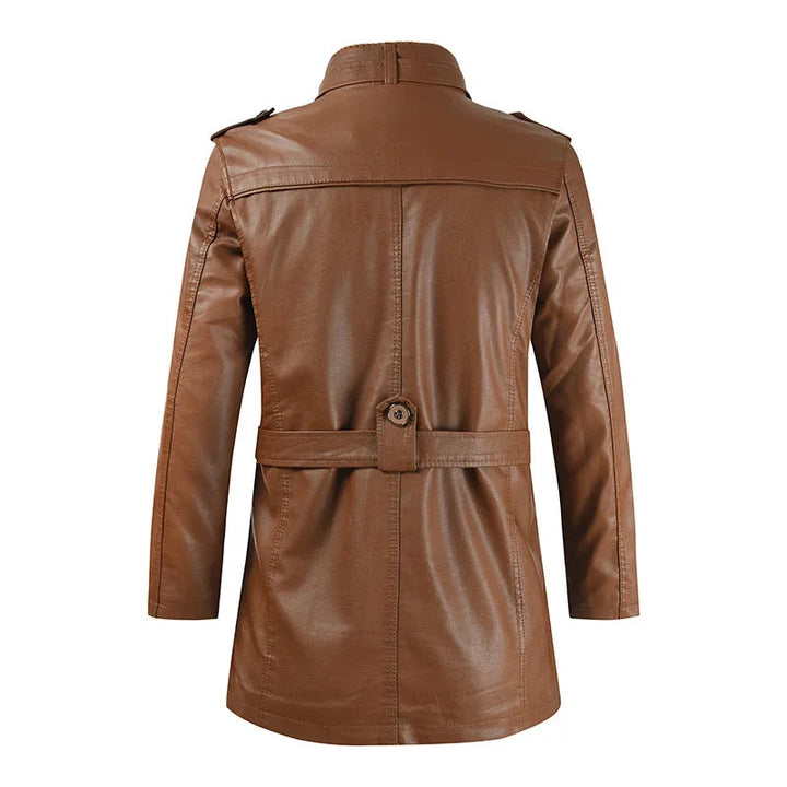 Leopold | Lange Bikerjacke in Lederoptik