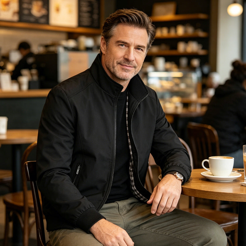 Herren Klassische Stehkragenjacke mit Karolining