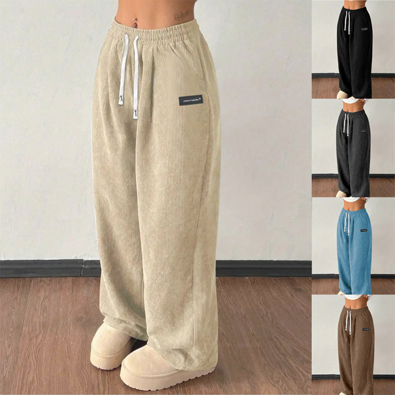 Damen Cordhose mit weitem Bein und Kordelzug