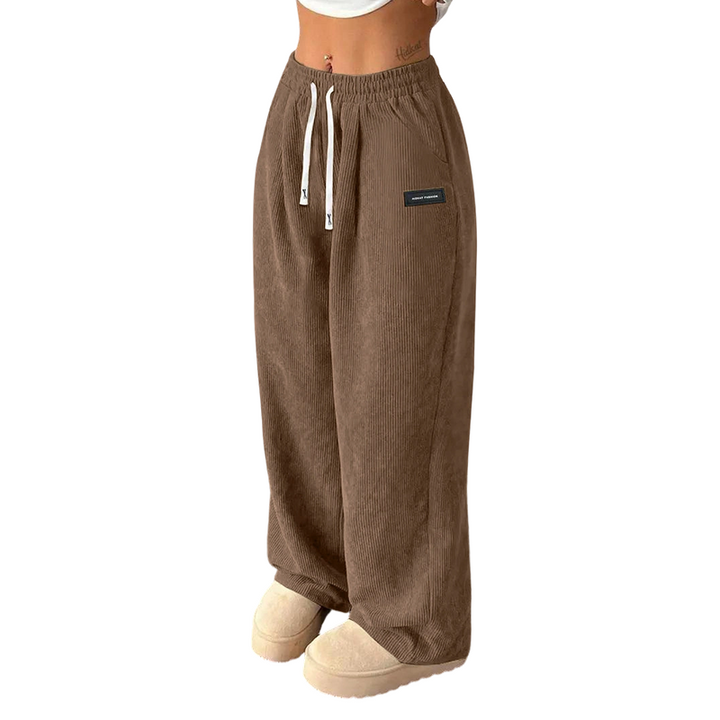 Damen Cordhose mit weitem Bein und Kordelzug