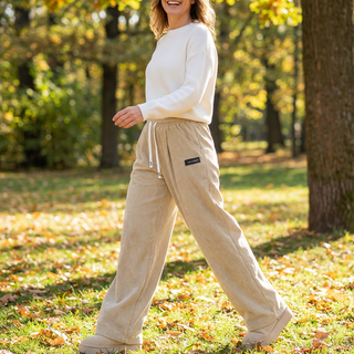 Damen Cordhose mit weitem Bein und Kordelzug