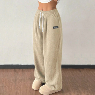 Damen-Cordhose mit weitem Bein und Kordelzug