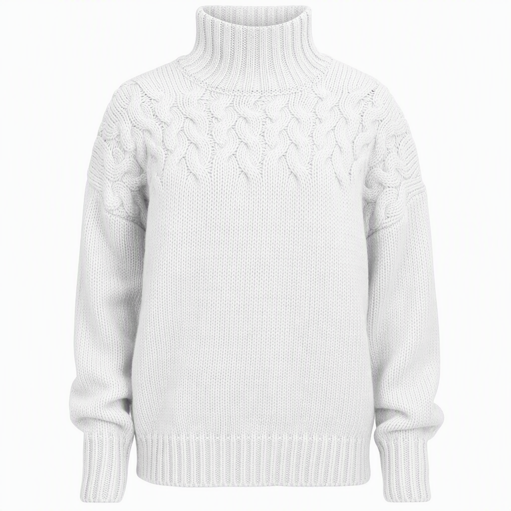 Marlene | Damen-Rollkragenpullover mit Zopfmuster, 12 Farben