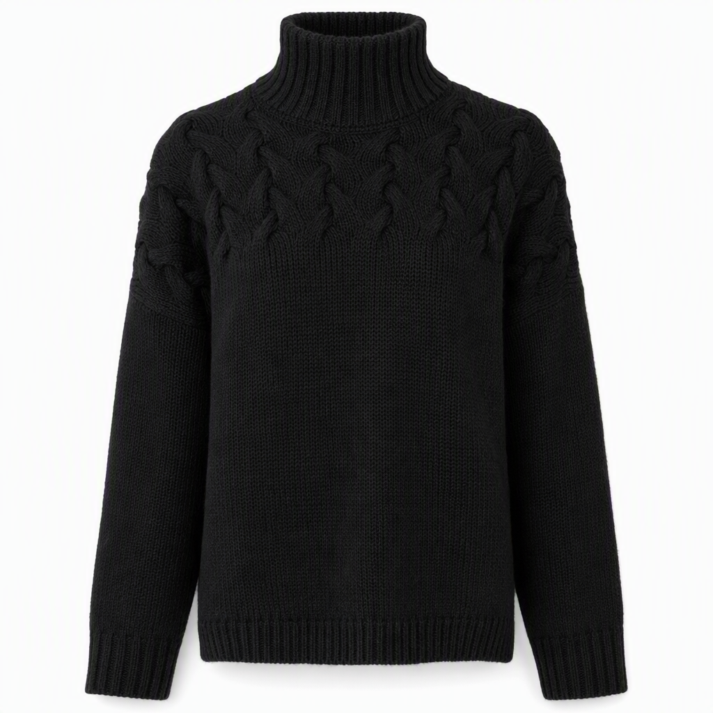 Marlene | Damen-Rollkragenpullover mit Zopfmuster, 12 Farben