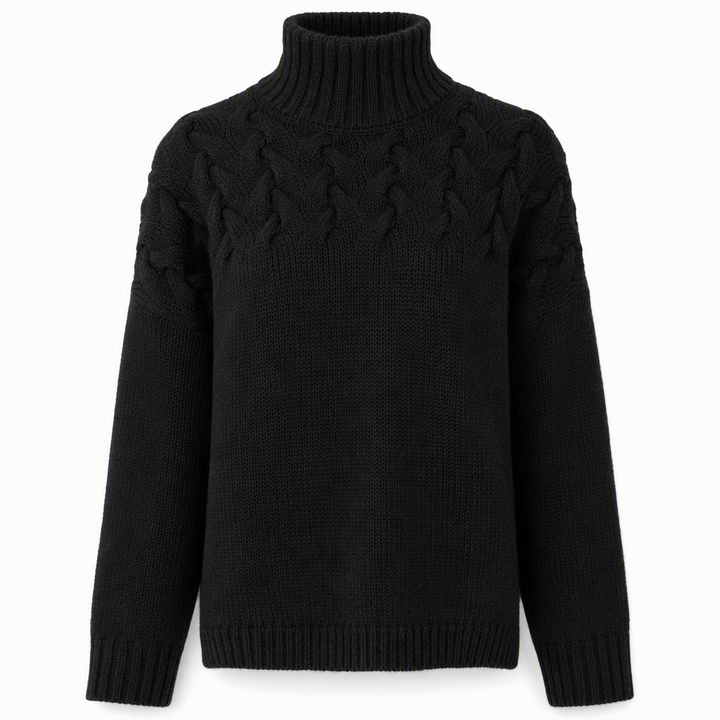Marlene | Damen-Rollkragenpullover mit Zopfmuster, 12 Farben