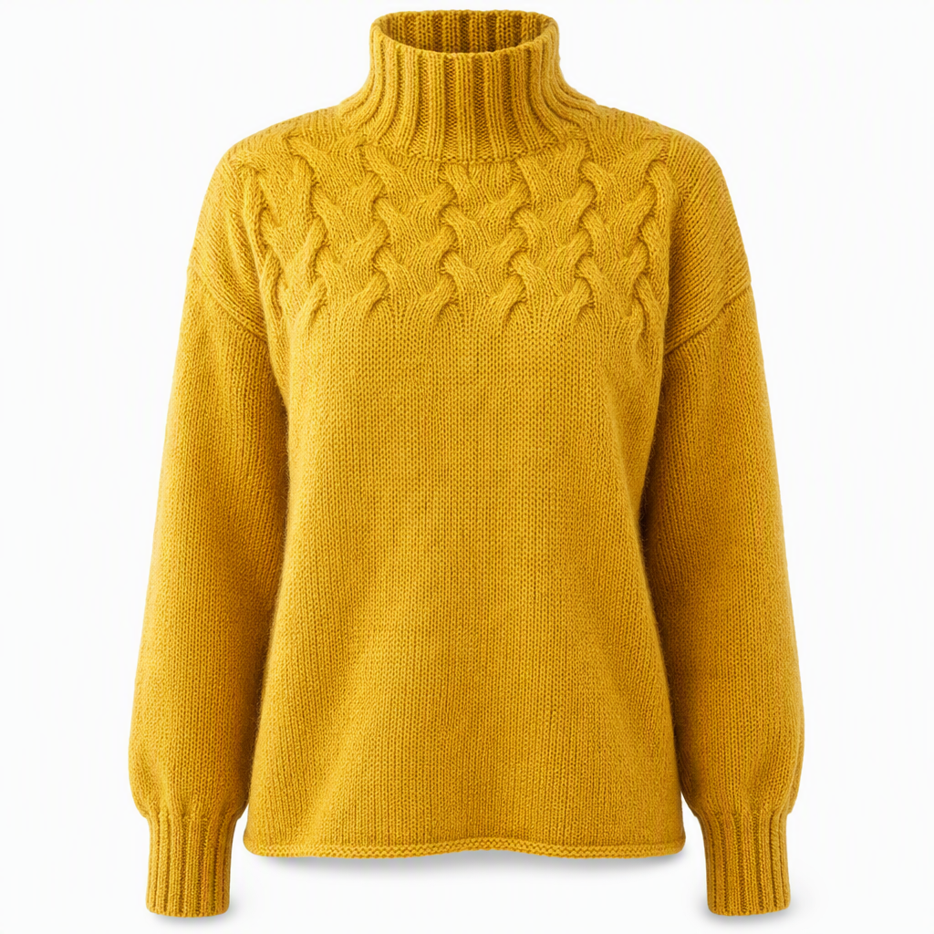 Marlene | Damen-Rollkragenpullover mit Zopfmuster, 12 Farben