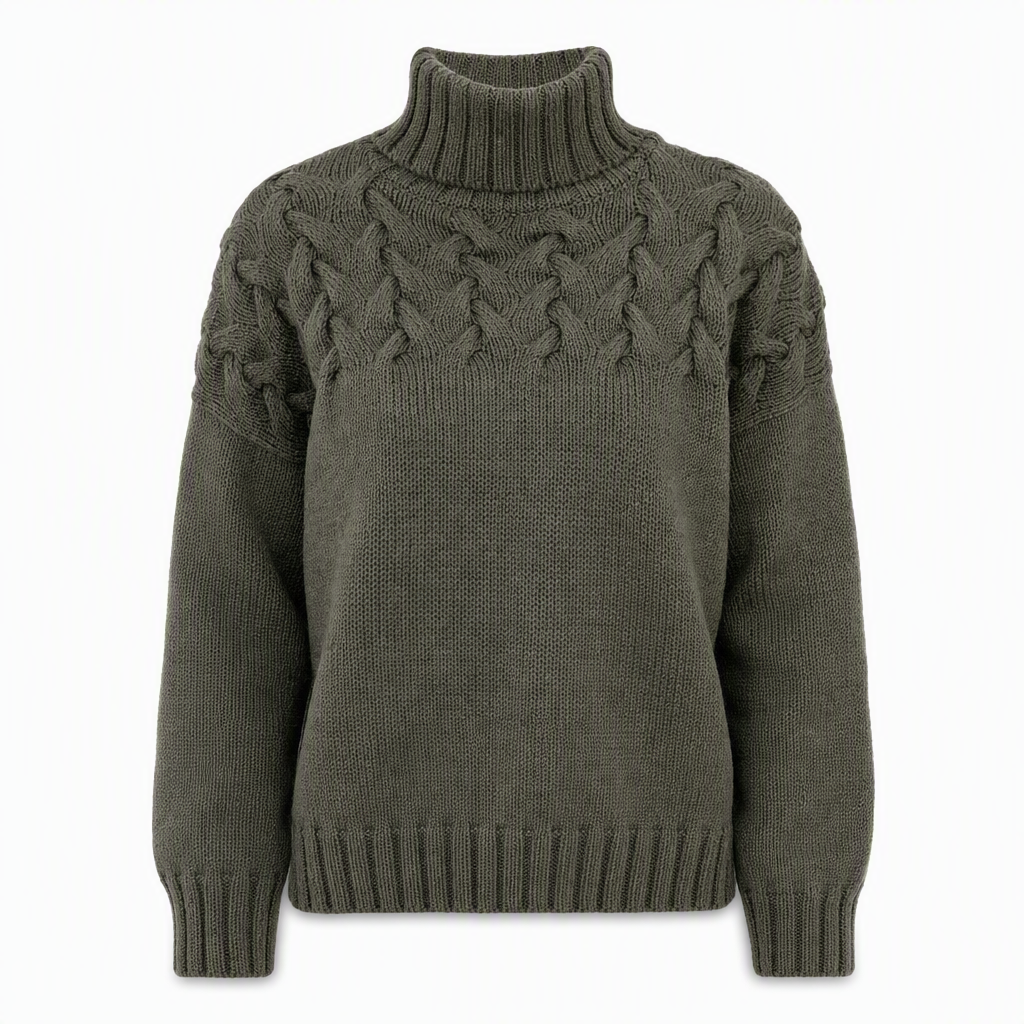 Marlene | Damen-Rollkragenpullover mit Zopfmuster, 12 Farben