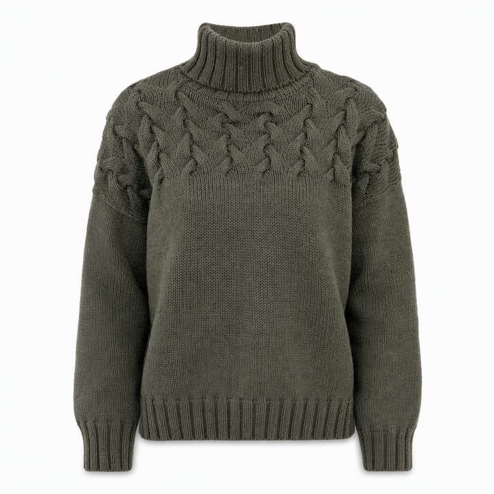 Marlene | Damen-Rollkragenpullover mit Zopfmuster, 12 Farben