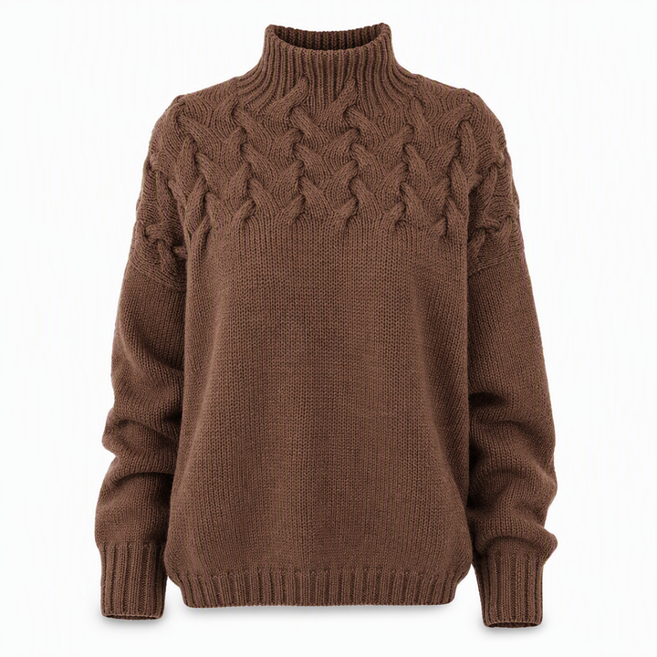 Marlene | Damen-Rollkragenpullover mit Zopfmuster, 12 Farben