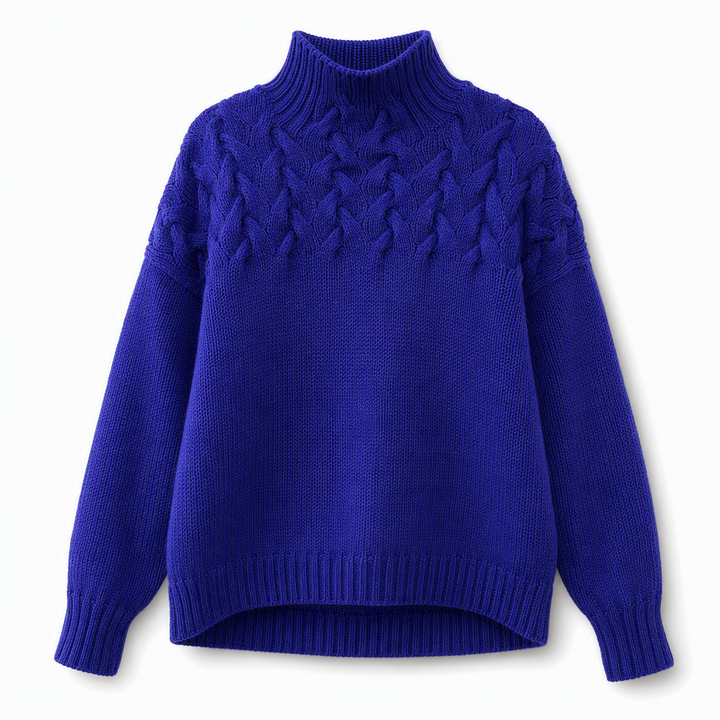 Marlene | Damen-Rollkragenpullover mit Zopfmuster, 12 Farben