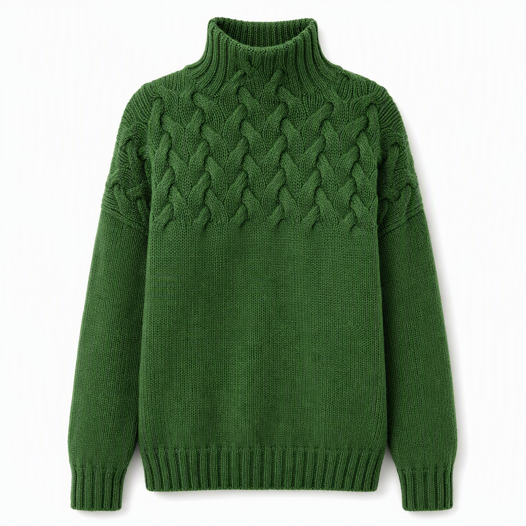Marlene | Damen-Rollkragenpullover mit Zopfmuster, 12 Farben