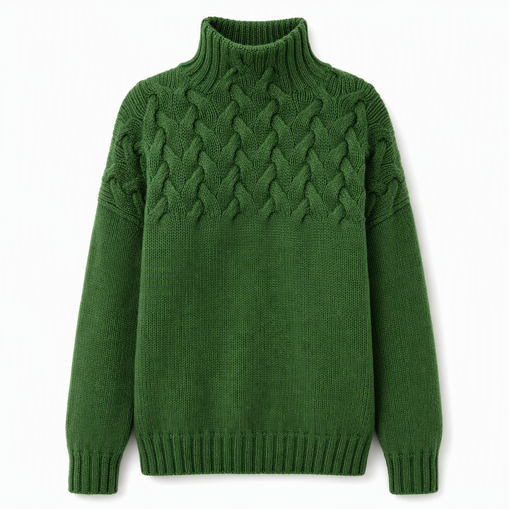 Marlene | Damen-Rollkragenpullover mit Zopfmuster, 12 Farben