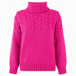 Marlene | Damen-Rollkragenpullover mit Zopfmuster, 12 Farben