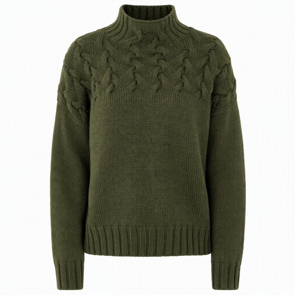 Marlene | Damen-Rollkragenpullover mit Zopfmuster, 12 Farben