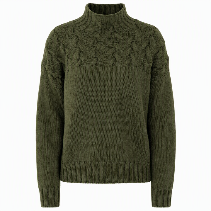 Marlene | Damen-Rollkragenpullover mit Zopfmuster, 12 Farben