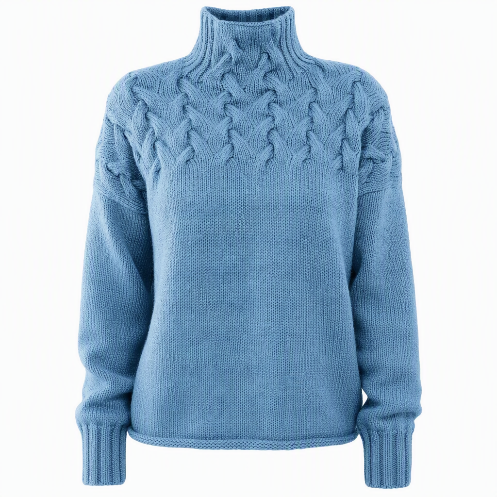 Marlene | Damen-Rollkragenpullover mit Zopfmuster, 12 Farben