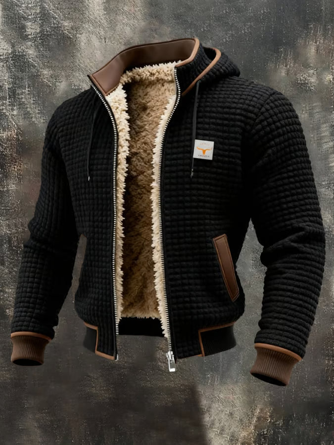 Bastian Retro-Waffeljacke Schwarz